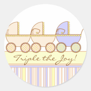 Autocollant de fille et de garçon de triplet de