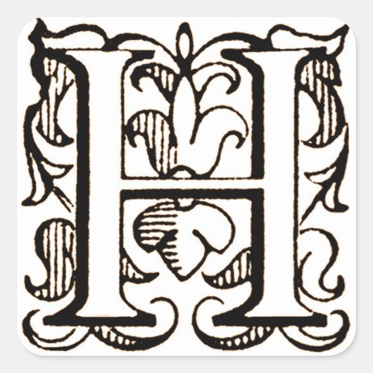 Autocollant de Fleur de Lis Monogram "H" - (Devant)