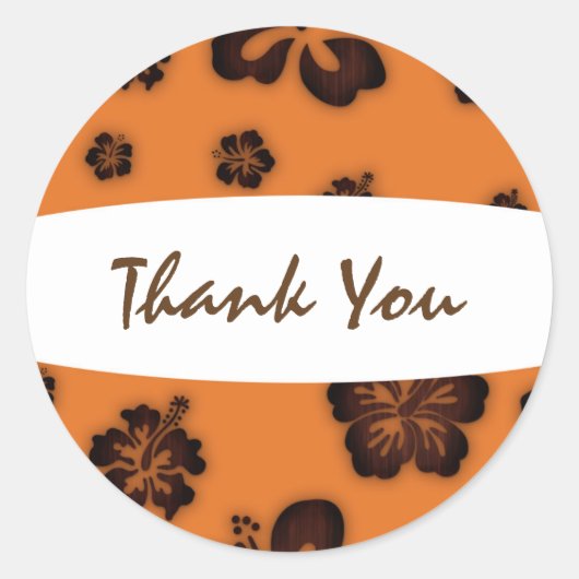 Autocollant de fleur d'Hibiscus en bois et rétro o (Devant)