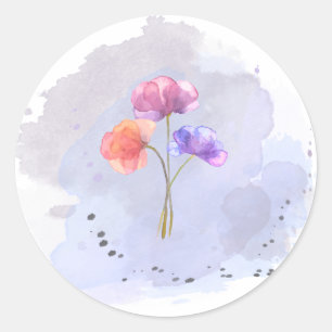 Autocollant de fleurs d'aquarelle