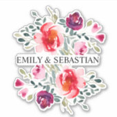 Autocollant de fleurs d'aquarelle personnalisée (Devant)