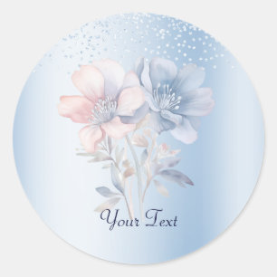 Autocollant de fleurs rose bleue