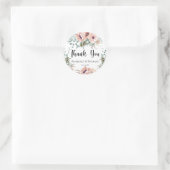 Autocollant de fleurs roses Merci (Sac)