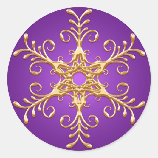 Autocollant de flocon de neige violet et or (Devant)
