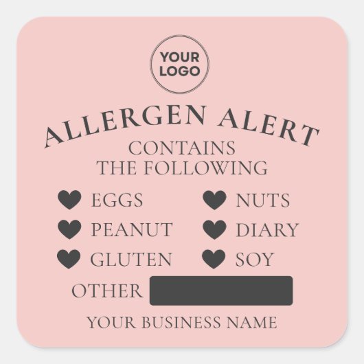 Autocollant de gâteau de boulangerie alerte allerg (Devant)