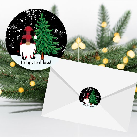 Autocollant de gnome à impression de bison de Noël