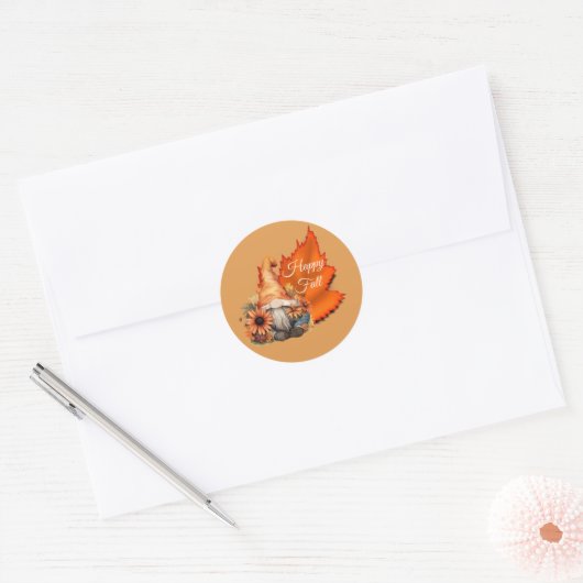Autocollant de gnome d'automne heureux (Enveloppe)