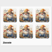 Autocollant de gnome d'été heureux (Feuille)