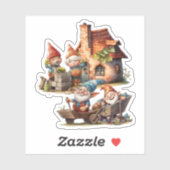 Autocollant de gnome mignon (Feuille)