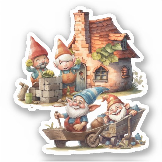 Autocollant de gnome mignon (Devant)