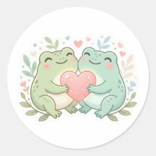 Autocollant de grenouille couple Mignon Deux greno