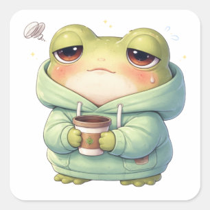 Autocollant de grenouille fatiguée mais qui essaie