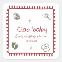 autocollant de grossesse doodle ciao bambino bébé