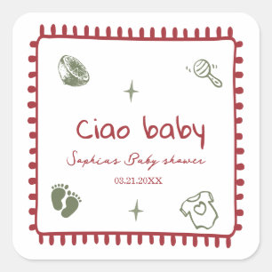 autocollant de grossesse doodle ciao bambino bébé