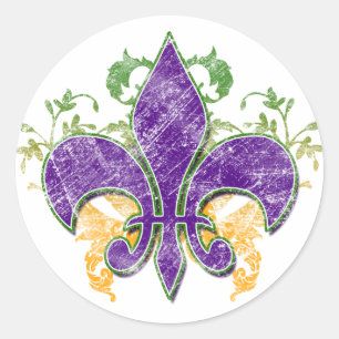 Autocollant de grunge de Fleur-De-Lis de mardi