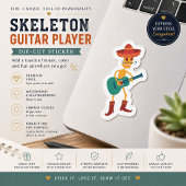 Autocollant de guitariste squelette festif