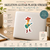 Autocollant de guitariste squelette festif