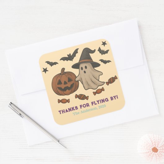 Autocollant de Halloween mignon et effrayant – Fan (Enveloppe)