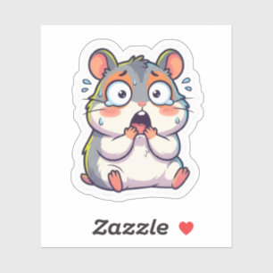 Autocollant de hamster kawaii choqué