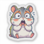Autocollant de hamster kawaii choqué (Devant)