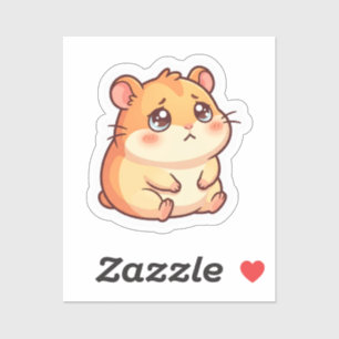 Autocollant de hamster kawaii triste mignon