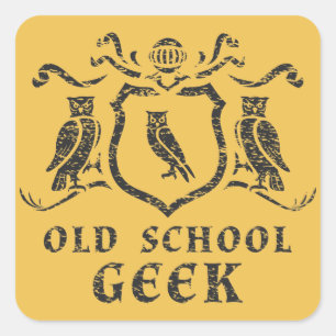 Autocollant de hibou de geek de vieille école