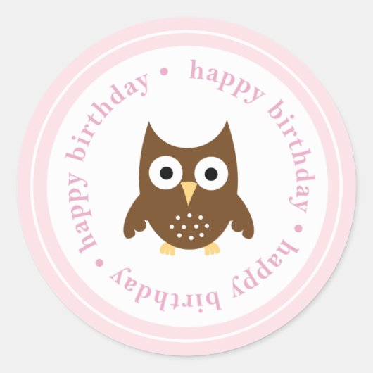 autocollant de hibou {happy anniversaire} (Devant)