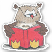 Autocollant de hibou lisant (Devant)
