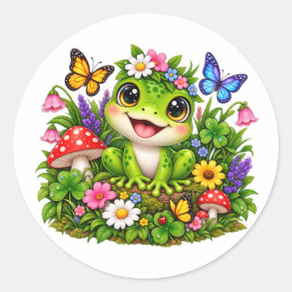 Autocollant de jardin grenouille et papillon migno