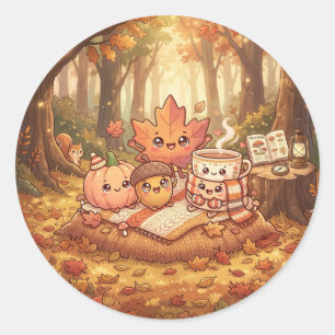 Autocollant de jolis amis d'automne
