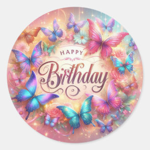 Autocollant De Joyeux Anniversaire Beau Design Pap