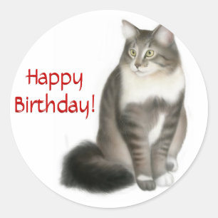 Autocollant de joyeux anniversaire de chat de