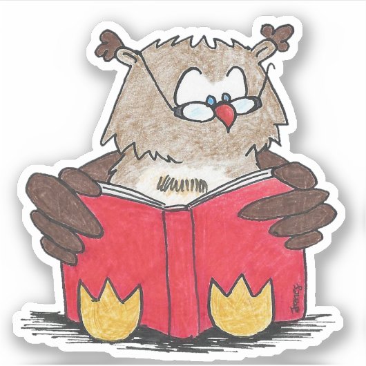 Autocollant de la Chouette de lecture (Devant)