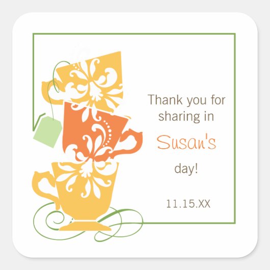 Autocollant de la douche nuptiale - Thé (Devant)