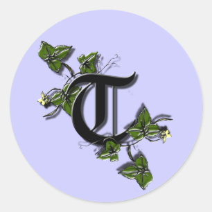 Autocollant de la lettre T de monogramme