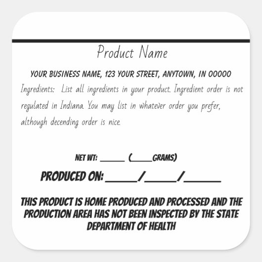 Autocollant de la loi du chalet Indiana nourriture (Devant)