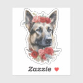 Autocollant de la Saint-Valentin Chien portant des (Feuille)