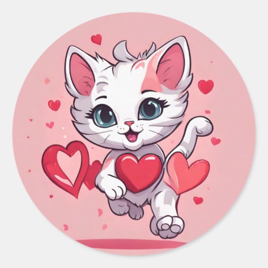Autocollant de la Saint-Valentin pour chat mignon (Devant)