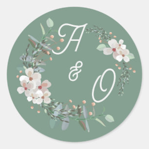 Autocollant de la suite de mariage floral vert sau