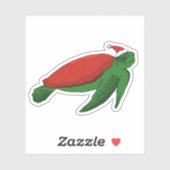 Autocollant de la tortue de mer de Noël (Feuille)