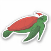 Autocollant de la tortue de mer de Noël (Devant)
