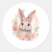 Autocollant de lapin à l'aquarelle mignon avec des (Devant)