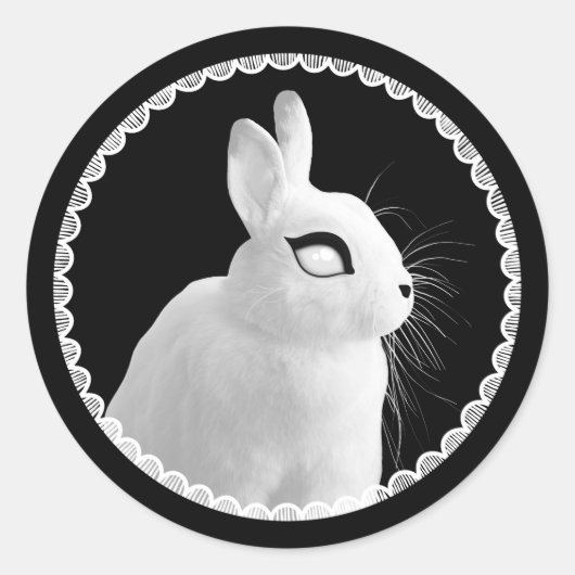 Autocollant de lapin blanc étrange (Devant)