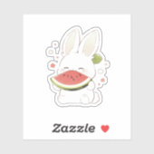Autocollant de lapin blanc mignon mangeant de la p (Feuille)