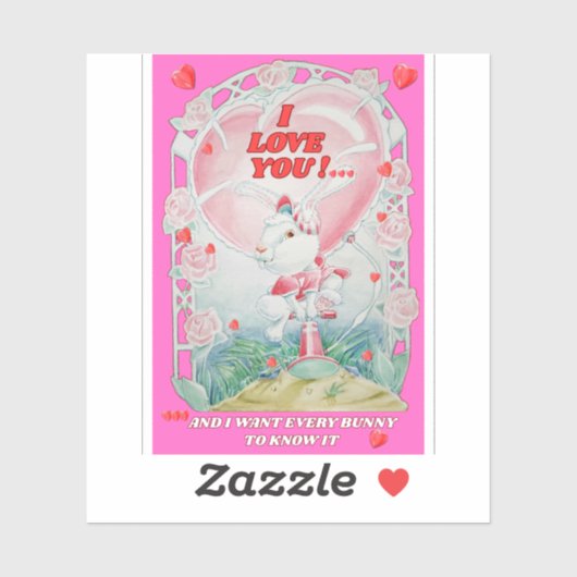 Autocollant de lapin d'amour de la Saint-Valentin (Feuille)