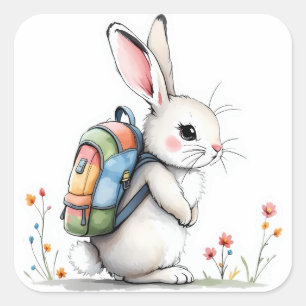 Autocollant de lapin de rentrée scolaire
