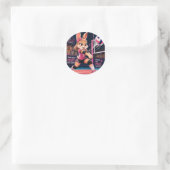 AUTOCOLLANT DE LAPIN DE VOLLEY-BALL MIGNON (Sac)