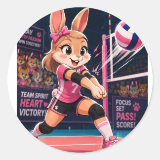 AUTOCOLLANT DE LAPIN DE VOLLEY-BALL MIGNON