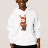 Autocollant de lapin d'hiver confortable buvant du (Devant)