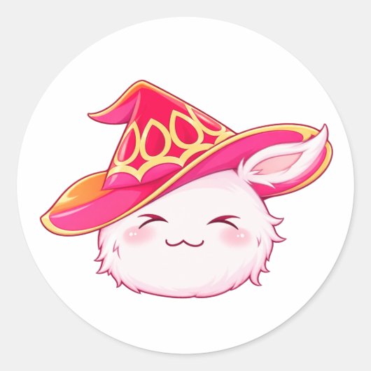 Autocollant de lapin sorcier rose mignon (Devant)